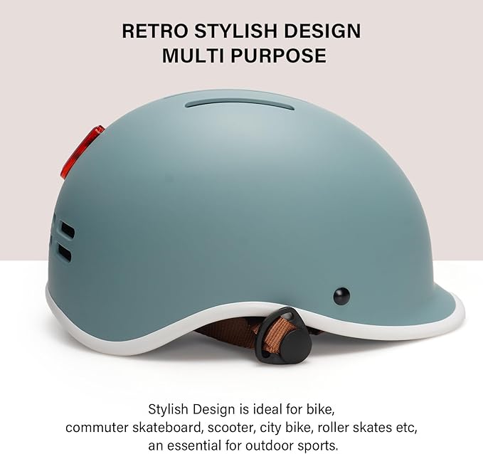 Exclusky Bike Helmet for Adults,Adjustable Cycling Helmet for Men & Women Safety Certified Bicycle Helmet for Commuting, Road Biking, Skating with USB Rechargeable Rear Light