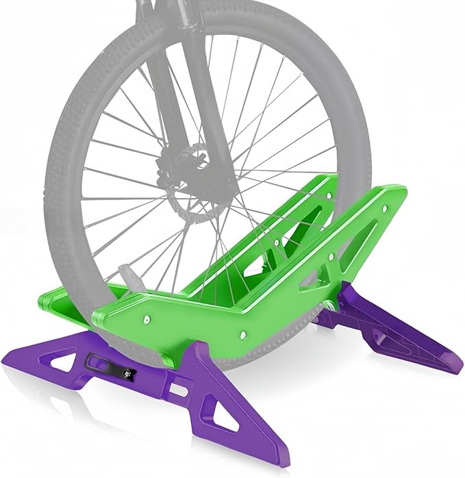 Bike Stand Portable Floor Rack For Bicycle Park Adjustable Bike Floor Stand Storage Fit 20"-29" Mountain Road Bicycle for Home Garage Parking,Green Purple