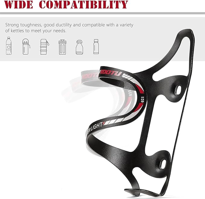 KOOTU Lightweight Bike Water Bottle Cage, Anti Rust Bicycle Water Bottle Holder, Cup Holder for Mountain, Road, Hybrid & Folding Bikes (Red)