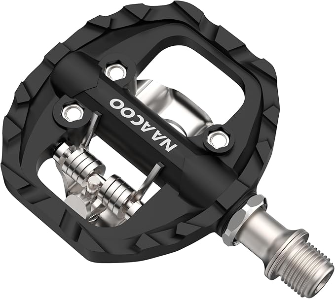 NAACOO Bike Pedals Dual Platform Compatible with Shimano SPD Mountain Clipless Pedals,3-Sealed Bearing Lightweight Bicycle Pedals for Outdoor Spin Exercise Peloton Fit Trekking Bike
