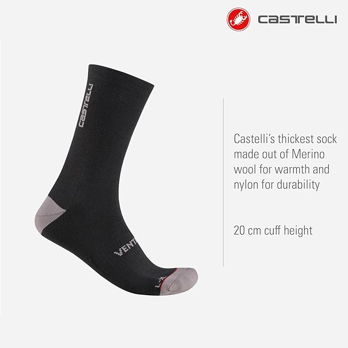 CASTELLI Men’s Venti Soft Merino Sock, Cycling Accessory with Maximum Warmth & Comfort for Cold-Weather Road Cycling