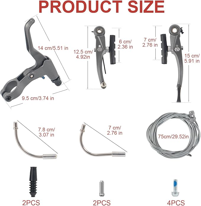 Chooee Linear Mountain Bike V-Brake Set Front and Rear Bicycle V Brakes CHVB001