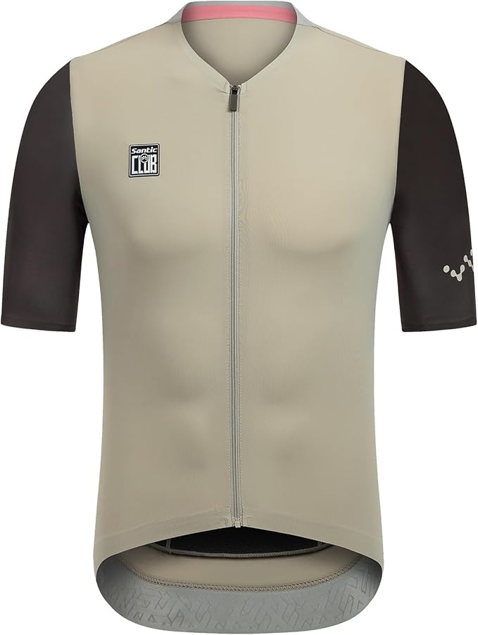 Santic Men's Cycling Jersey Short Sleeve Tops Pro Road Bike Shirt Full Zipper UPF 50+ Bicycle Jersey with Pockets