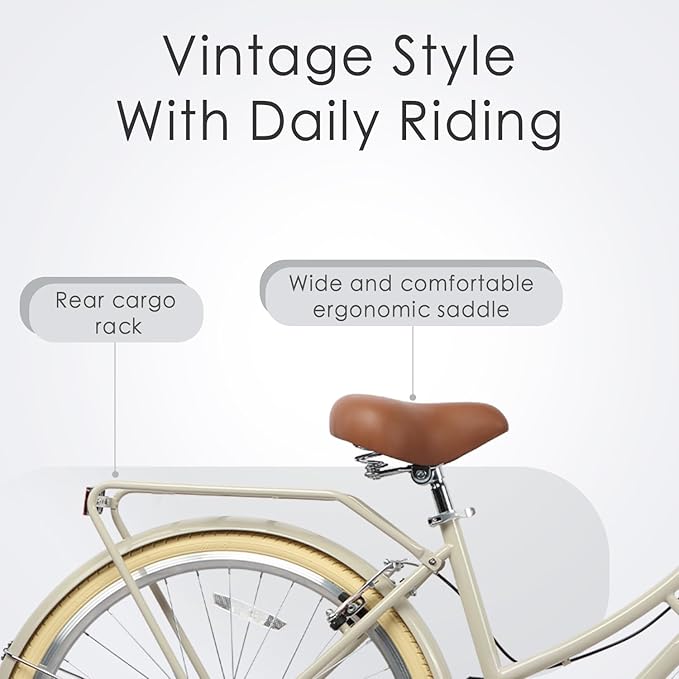 AVASTA Vela Hybrid Bike for Adult Women Female Lightweight Step Through 26 Inch High Tensile Steel Frame City Commuter Comfort Lady Bicycle, 6-Speed, Multiple Colors