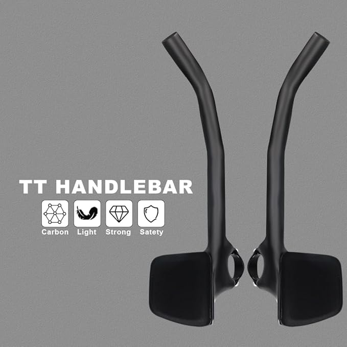 Aerobars for road bike， Racing TT handle clip on armrest, carbon fiber clip on air bar with sponge pad, Alfa Pasca triathlon handlebar 31.8mm angle 50 ° tt road bike rest bar UD matte bike accessories