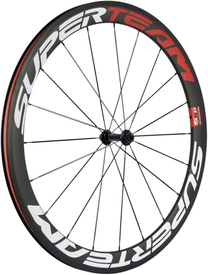 Superteam 50mm/23mm Clincher Wheelset 700c Carbon Wheel with White and Red Decal