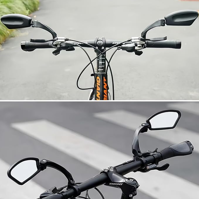 2 Pack Adjustable Handlebar Bike Mirror,Universal Fit Rearview Bicycle Mirrors,Scratch Resistant Glass Lens,360° Rotatable Safety E-bikes Rear View Mirrors,Compatible with Mountain Bikes,Road Bikes