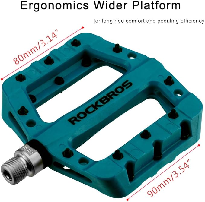 ROCKBROS MTB Pedals Mountain Bike Pedals Lightweight Nylon Fiber Bicycle Platform Pedals for BMX MTB 9/16"