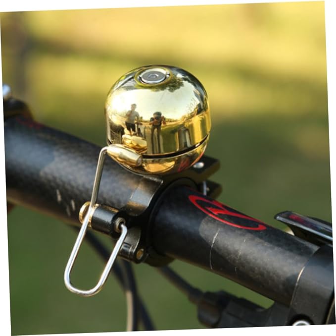 Vintage Bike Bell Loud Mini Metal Bicycle Bell Accessories for Mountain and Road Cycling, Bright Gold Single Piece for Adult Riders