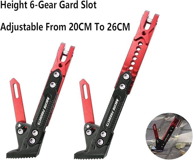 Universal Motorcycle Kickstand Adjustable Foot Side Support Parking Kickstand for Electric Motorbike Parking Foot Side Support Stand (Red)
