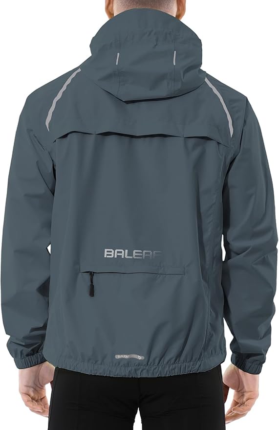 baleaf Men's Rain Jacket Waterproof Windbreaker Raincoat Running Cycling Hiking Gear Hood Lightweight Reflective Packable