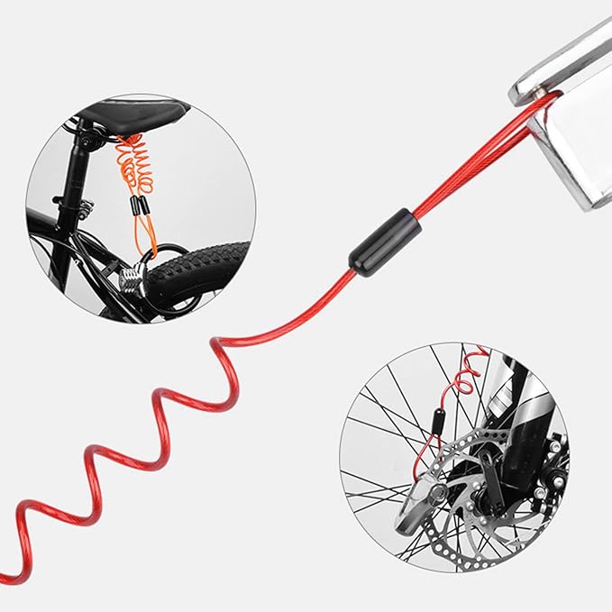Motorcycle Disc Lock Spring Reminder,Motorcycle Reminder Cable Disc Lock Cable Anti-Theft Spring Wire Rope Motorcycle Bike Scooter Disc Lock Security Cable