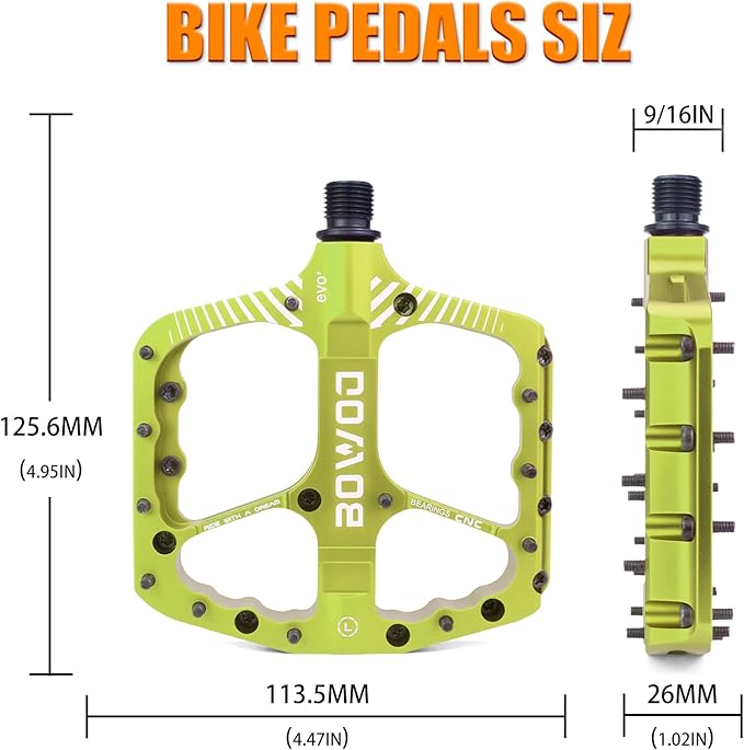 Bike Pedals 9/16" Lightweight Non-Slip Bicycle Platform Pedals - Fits Most Adult Bikes & Mountain Bikes &MTB, Road Bikes and Slip-Resistant Design