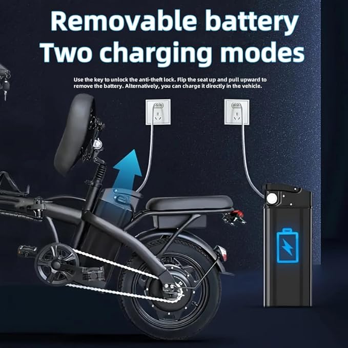 Folding Electric Bike for Adults, 500W Motor 19MPH Speed Commuter 14" Ebike, 35 Miles PAS Range,48V 10.4Ah Removable Battery, 3-Level Pedal Assist, UL 2849 Certified, Mini Foldable Electric Bicycle