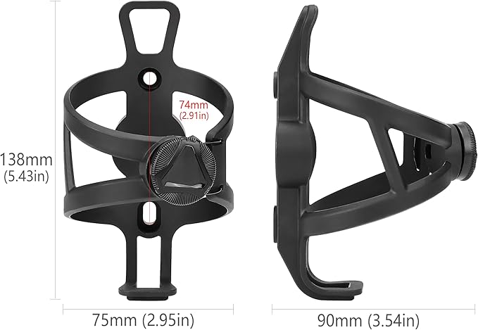 Bike Water Bottle Holder, Adjustable Lightweight Bicycle Water Bottle Cage with Screws Tool, Universal Bike Cup Holder Rack for Road MTB Bikes, Suitable for 2.68-3.54" Diameter Bottles