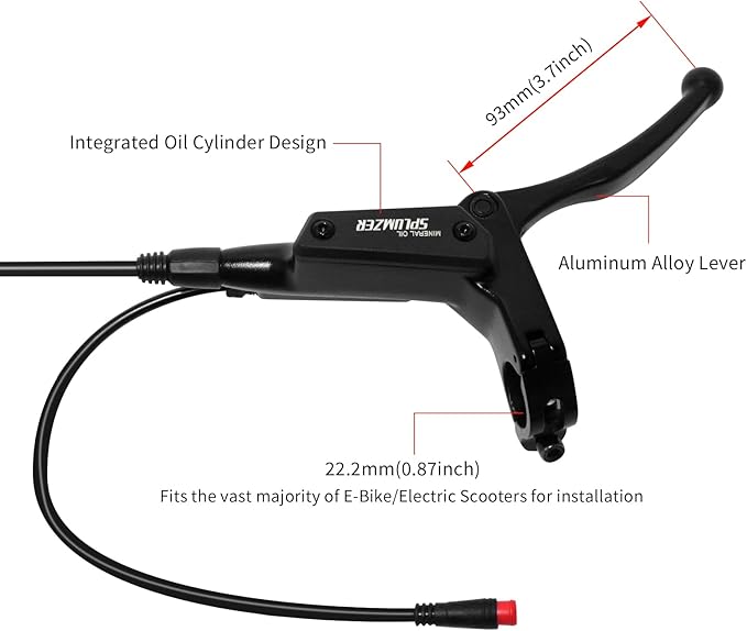 ZTZ 4-Piston eBike Hydraulic Brake Set,2-PIN Power-Off Hydraulic Disc Brake for E-Bike,Pre-Bled Hydraulic Brake Kit with Mounting Adapter,Ideal for eBikes and Electric Scooters
