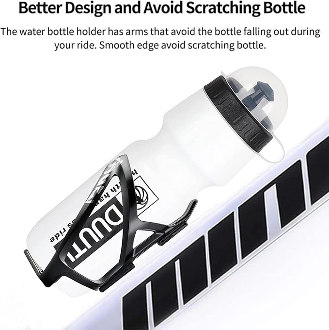 Bike Bottle Holder & Cage - Ultralight Plastic, BPA-Free 25oz Water Bottle for MTB & Road Bikes