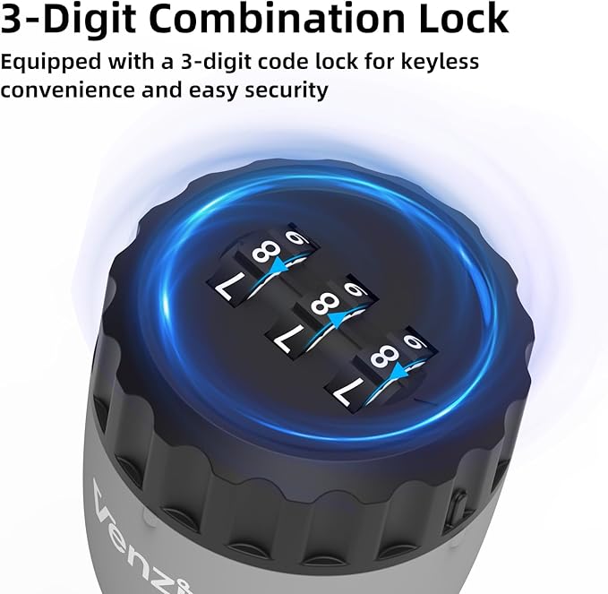 Venzio 6.5FT Resettable 3-Digit Keyless Combination Bike Cable Lock, 8mm Heavy Duty Steel, Anti-Theft Security Lock for Bicycle, Kayak, Helmet, Gate, Luggage, Skis, Portable Outdoor Cable Lock
