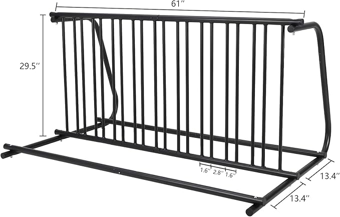10 Bike Rack, 61 in Length Powder-Coated Steel Commercial Grid Bike Rack for Garages Streets Yards School Bike Events (Double Side)