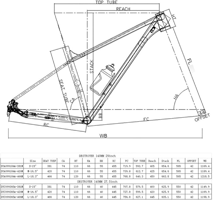 Hardtail Mountain Bike Frame 26/27.5/29er XC MTB Frame S/M/L Aluminum Alloy Disc Brake Frame Thru Axle 12 * 148mm Internal Routing