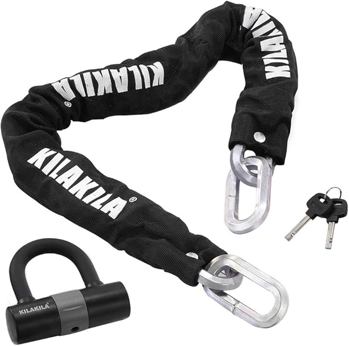 Security Chain Lock - Heavy Duty 10mm Bicycle and Motorbike Lock With 16mm U Lock