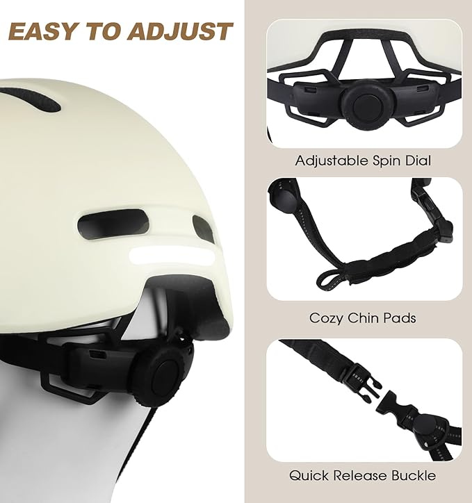 Shinmax Adult Bike Helmet for Men & Women - Lightweight Adjustable Baseball Cap Style Cycling Helmet with Reflective Strip, Perfect for Urban Commuter & Road Biking