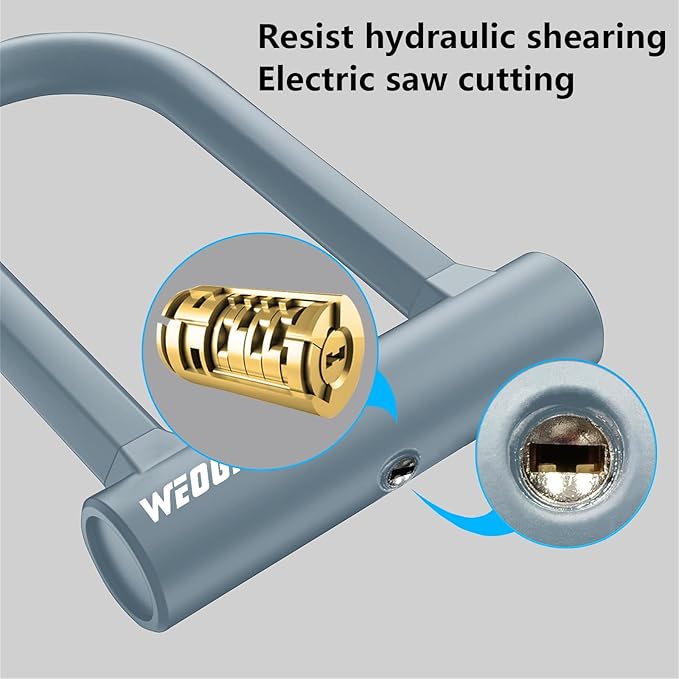 Bike Lock - Heavy Duty Anti Theft Bike U Lock with 5ft Security Steel Cable - 17mm Shackle Bicycle U-Locks with Keys & Sturdy Mounting Bracket for Road, Mountain, Electric Bike