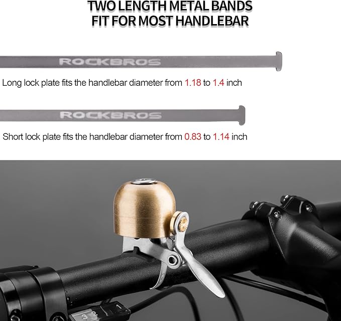 ROCKBROS Bike Bell Classic Bicycle Bell for Bike Ring Bell with Loud Sound Bells for Road Mountain Bike Handlebars Adults
