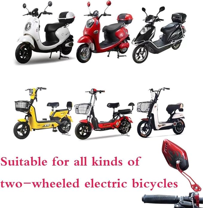 Bike Mirrors for Electric Bikes - 2 Pack Mirrycle Bike Mirrors, Handlebar Rearview Mirror, Bicycle Mirrors for Handlebars - Enhance Safety and Visibility on Your Electric (red)