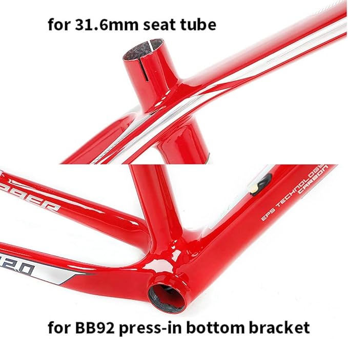 Carbon Fiber Mountain Bike Frame 27.5er 29er XC Hardtail Bike Frame 15''/17''/19'' Disc Brake Frame Internal Routing QR 135mm Red(29 * 19'')