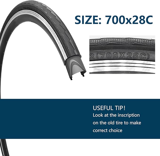 1 or 2 Pack 700X23C/25C/28C/35C Road Bike Tires with or Without 2 Inner Tubes Presta Valve and 2 levers for City Commuter Road Pavement Garden Trail Bike Tires