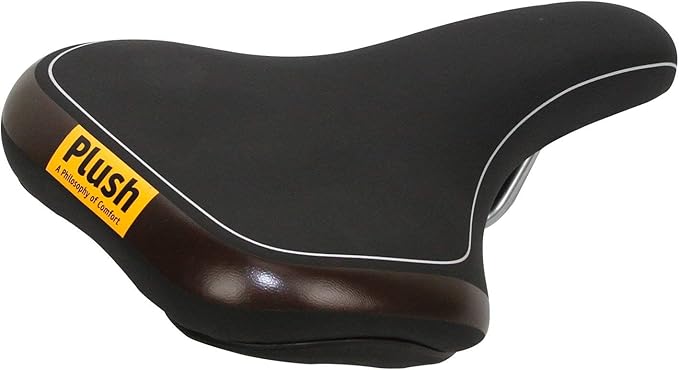 VELO VL-6263 Plush Comfortable Bicycle Seat for Beach Cruiser, Hybrid, Urban, Commuting, City and Comfort Bikes. Black PU Leather and Gel Bike Saddle for Man Women