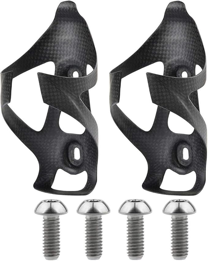 Full Carbon Fiber Bicycle Water Bottle Cages Holder Brackets with Titanium Bolts Pack of 2 (Matt)