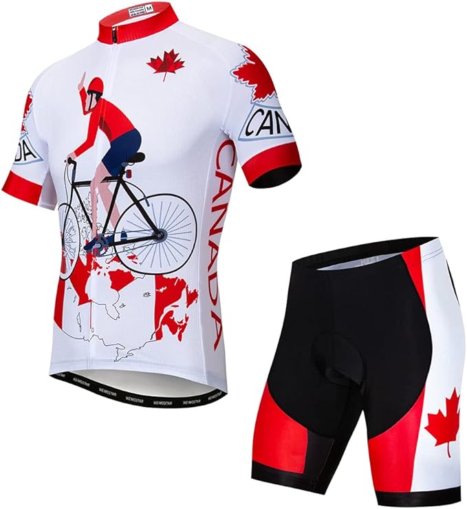 Hotlion Men's Cycling Jersey Sets Gel Pad Summer Bike Clothing Suit Breathable Bike Clothes with 3 Rear Pockets