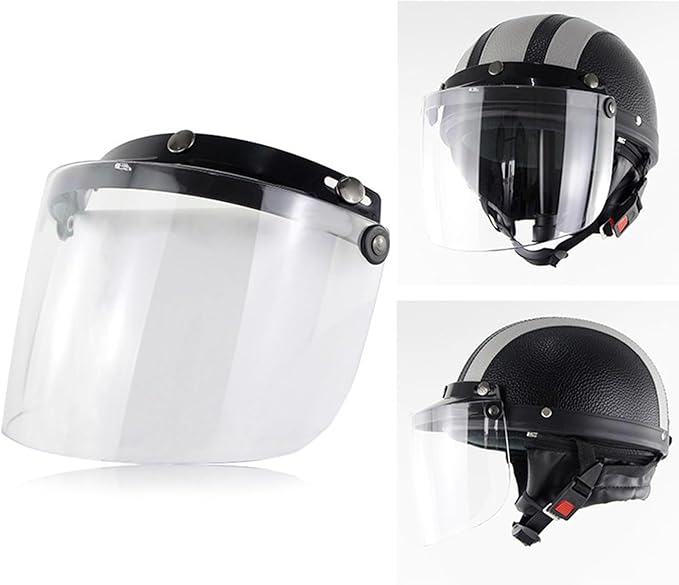Warm Hat,Windproof 3-Snap Visor Lens Shield for Motorcycle Helmets Flip Up Down Open Face Anti Glaring Accessories