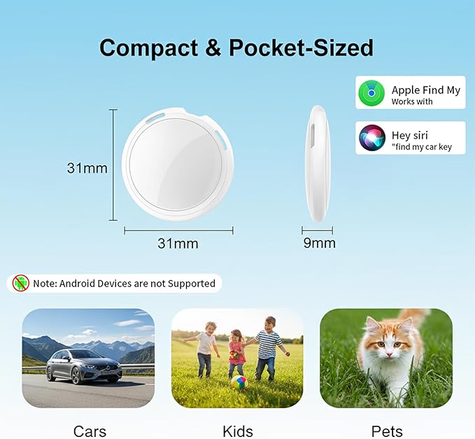 Mini GPS Tracker for Car Work with Apple Find My (iOS Only) Real Time Global Coverage Locator Tracking Devices for Vehicles Hidden Magnetic Case for Kids Dogs Cats Truck No Subscription No Monthly Fee