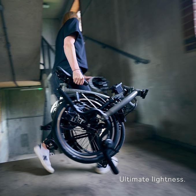 Brompton Superlight Folding Commuter Bike P Line 4-Speed | Compact Urban Bike for Adults, Titanium Rear Frame