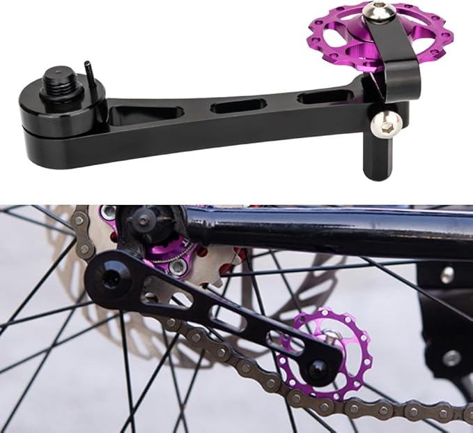 JIANWEI Bike Chain Tensioner, Bike Chain Guide Bike Protector, Aluminum Alloy Bicycle Single Speed Adjuster Converter for MTB Road Racing Bike(Black)