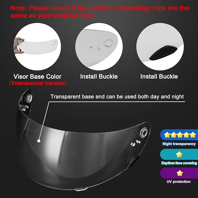 PSLER Qualifier Visor- Qualifier DLX Helmet Visor Motorcycle Face Shield Accessories Replacement for Bell Qualifier/Star/Vortex/RS-1/Revolver,Clear