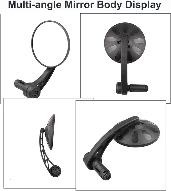 Bike Mirrors Handlebar End Mount, Rotatable And Adjustable Shockproof ebike mirror Wide Angle Bicycle Handlebars End Safe Clear E-Bike Glass Rear View Mirrors