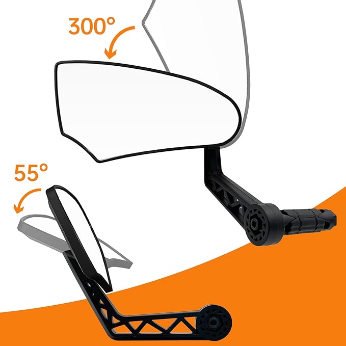 Bike Mirror for Handlebar Mount, HD Glass Bicycle Mirrors, Adjustable Bar End Bike Rear View Mirror, Scratch Resistant Bike Mirror for E-bike, City Bikes (Left 0.59-0.78")