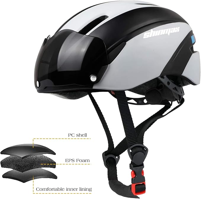 Bike Helmet for Adults Bicycle Helmet with Detachable Magnetic Googles & Adjustable Dial for Mountain Bikes, Road Bikes, Electric Bikes, Scooter