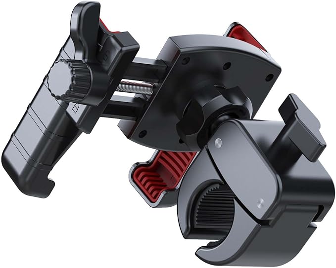 Bike Phone Holder Mount,Motorcycle Handlebar Cell Phone Clamp, Anti-Shake Phone Clip with Cushioned Silicone Pads, Camera Friendly Hands Free Sport for iPhone Samsung 4.7-7.2” Smartphone
