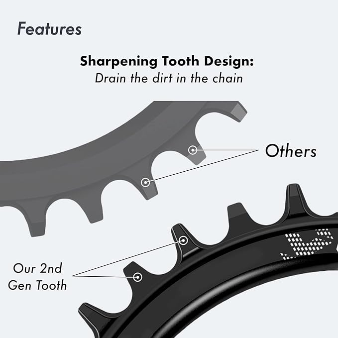 DJC Bike Chainring 104mm BCD Round/Oval MTB 104BCD 30T to 52T 7/8/9/10/11/12 Speed Narrow Wide Tooth Aluminum 7075 Super Lightweight 30T 32T 34T 36T 38T 40 42 DH XC Trail Fat Bike Ebike