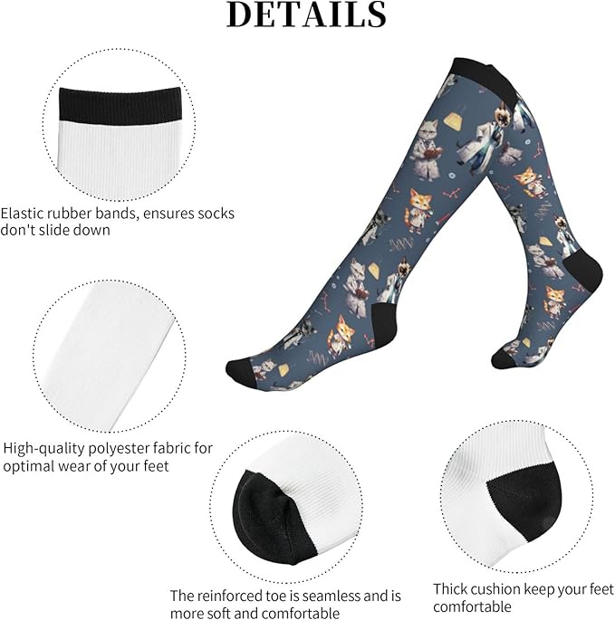 bassyil Compression Socks for Women & Men Circulation 15-20 mmHg Knee High Best Support for Nurses Travel Running Athletic