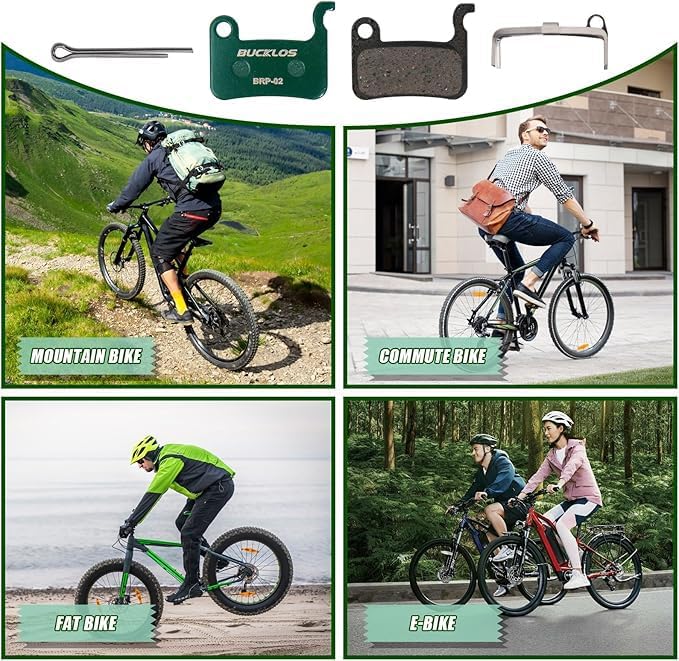 BUCKLOS Bike Disc Brake Pads - Bicycle Disk Brake Pads for Zoom/Shimano Deore XT XTR LX SLX Hone Alfine Saint for Ebike/Mountain Bike/Electric Bike/Road/Scooter