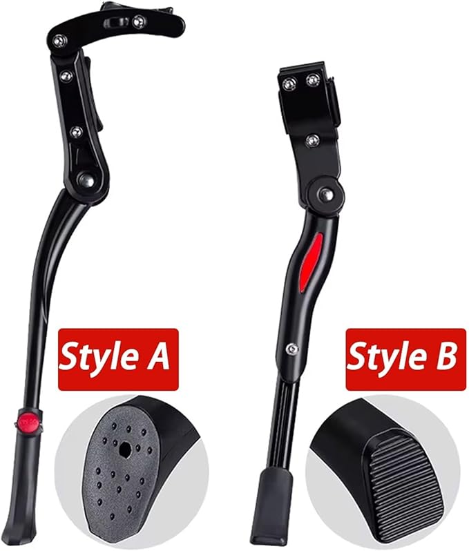 MTB Road Bicycle Kick Stand Aluminum Kickstand Adjustable Mountain Bike Support Side 90 ° Rotating Rear Foot Support Bracket 1pc(Style A)