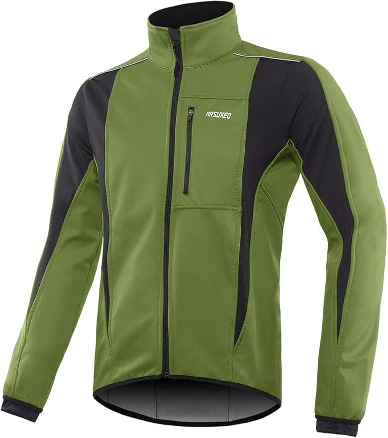 ARSUXEO Winter Warm UP Thermal Softshell Cycling Jacket Windproof Waterproof 15-k