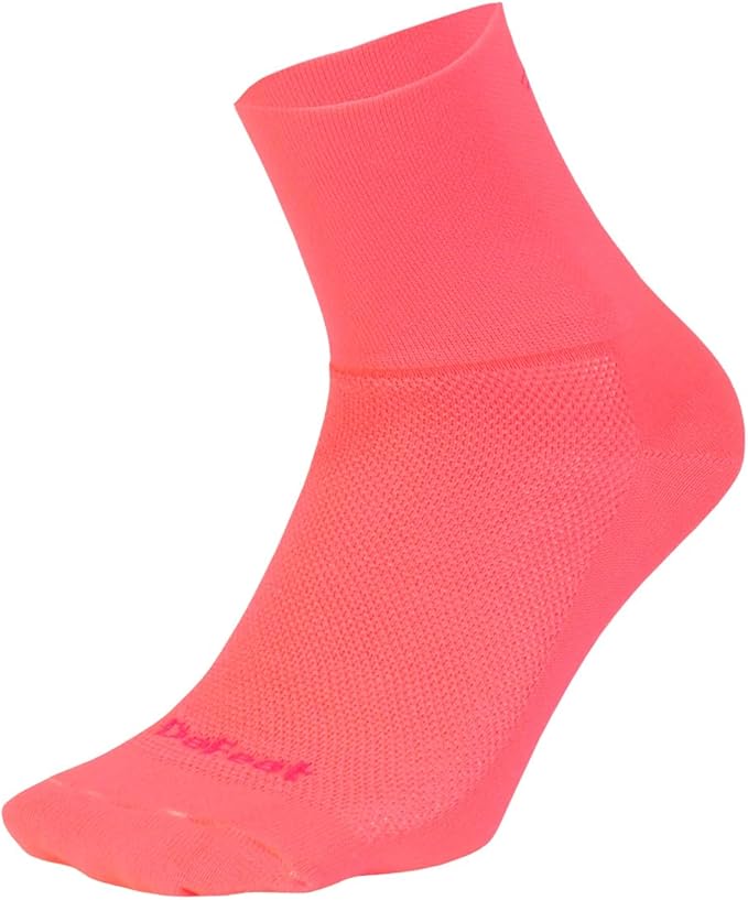 DEFEET | Aireator 3" - D-Logo Cycling Socks | For Biking, Running, & Everyday Adventures | Hi-Vis Pink | Large