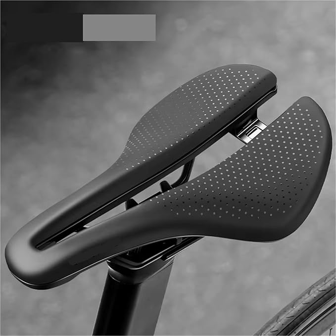 Hollow Leather Bicycle Saddle, Comfortable Bike Seat for Road, MTB & Racing Bikes, 250×155mm